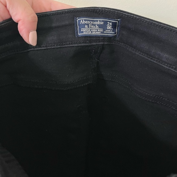 Abercrombie & Fitch Simone High Rise Super Skinny Black Distressed Denim Jean 00 - Picture 10 of 11